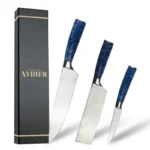 3 piece knife set essentials sky blue box