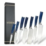 7 piece knife set essentials sky blue box