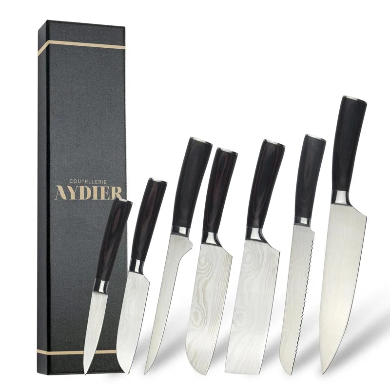 7-Piece Stainless Steel Knife Set with Pakka Wood Handle