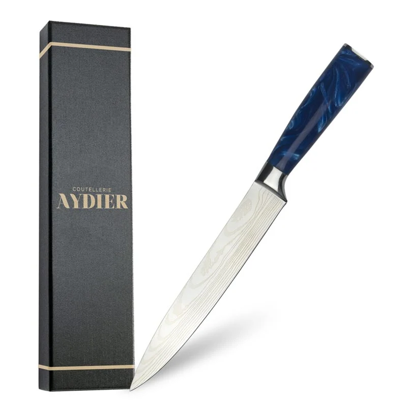 Stainless Steel Slicing Knife with Blue Handle