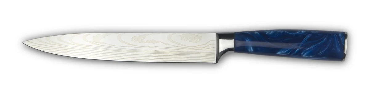 Slicing knife essential blue white background