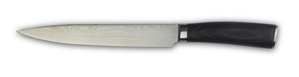 Slicing knife essential wood white background