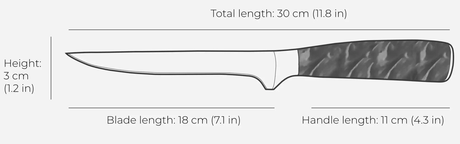 Boning knife essential blue dimensions