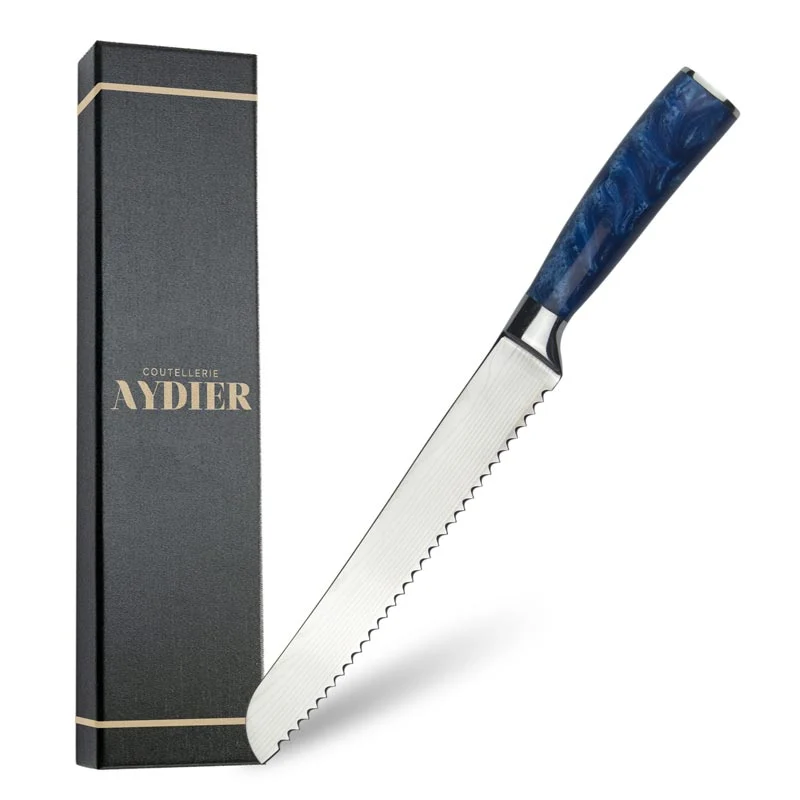 Stainless Steel Bread Knife with Blue Handle