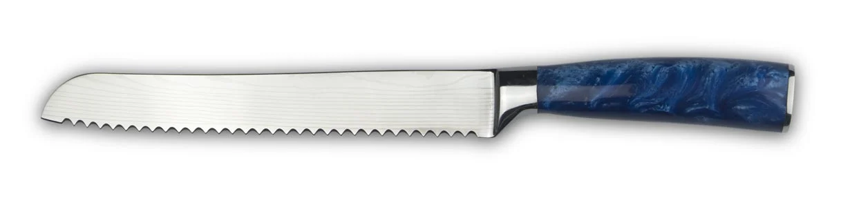 Bread knife essential blue white background