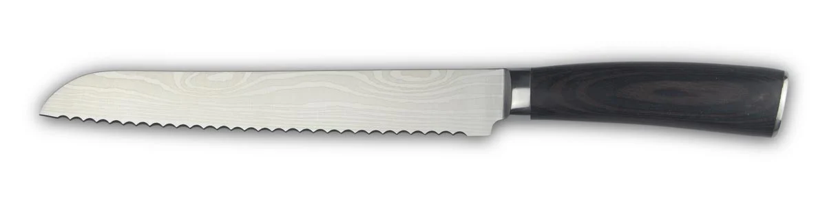 Bread knife essential wood white background