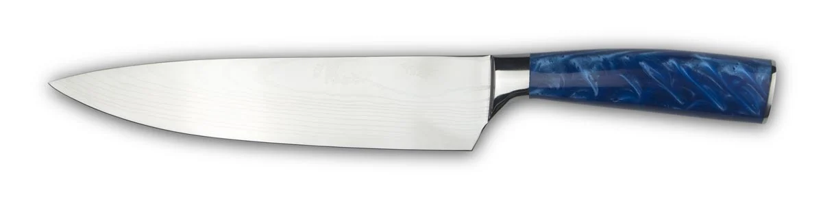 Chef knife essential blue white background