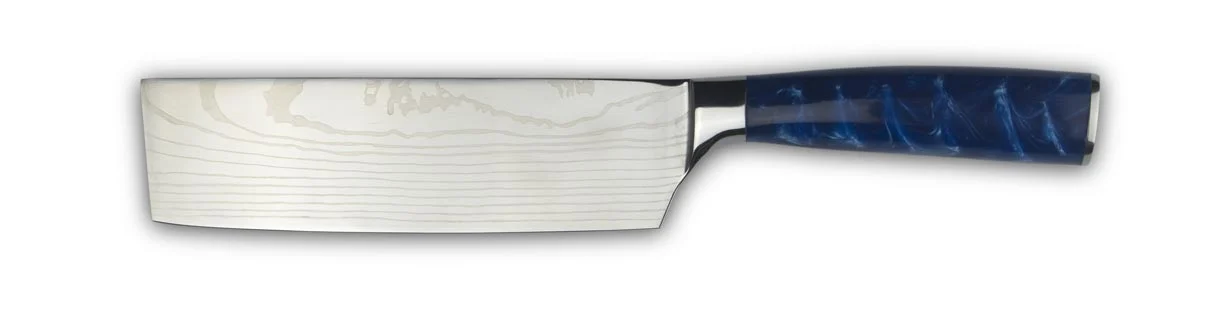 Nakiri knife essential blue white background