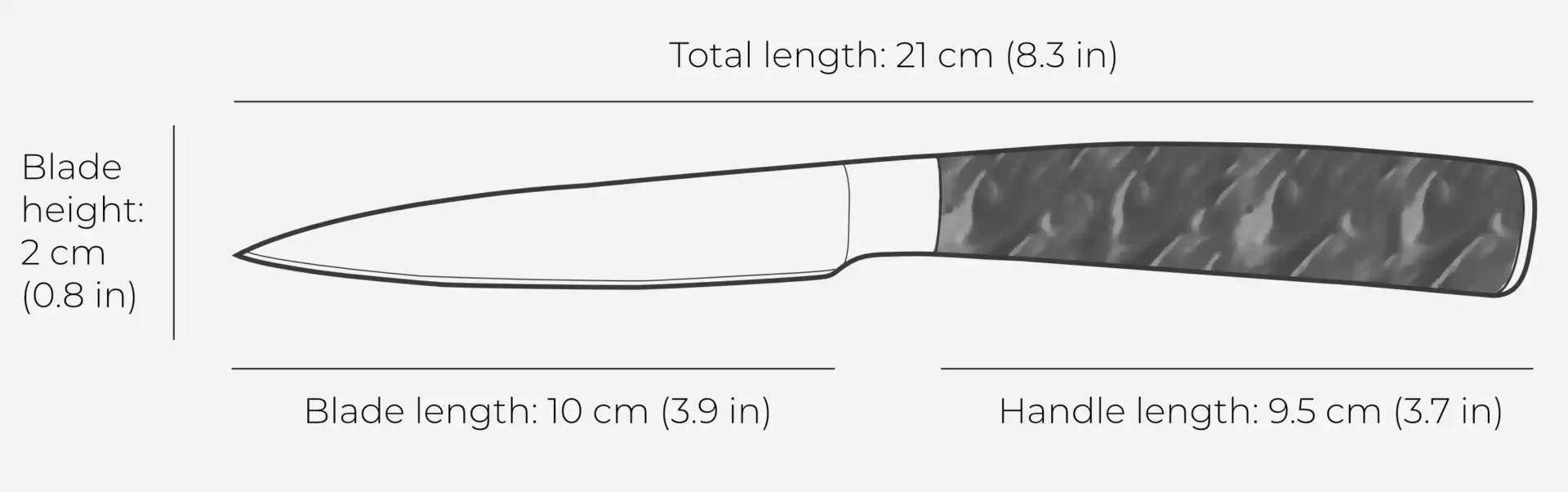 Paring knife essential blue dimensions
