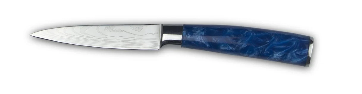 Paring knife essential blue white background