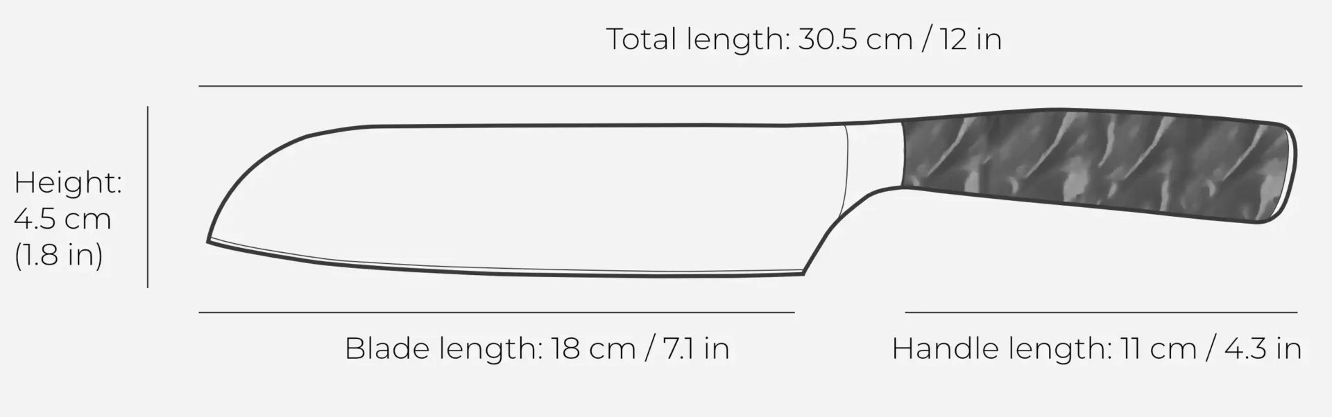Santoku knife essential blue dimensions