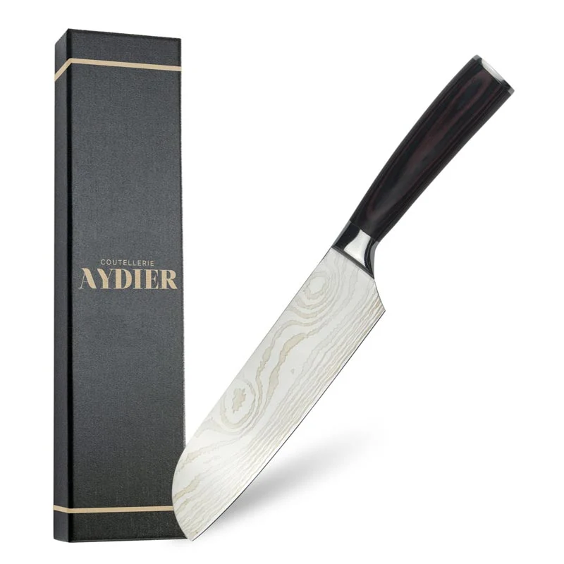 Stainless Steel Santoku Knife with Pakka Wood Handle