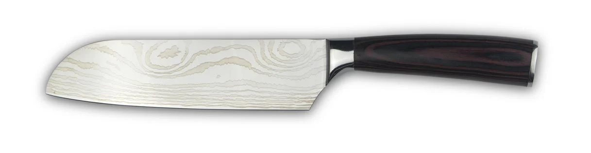 Santoku knife essential wood white background