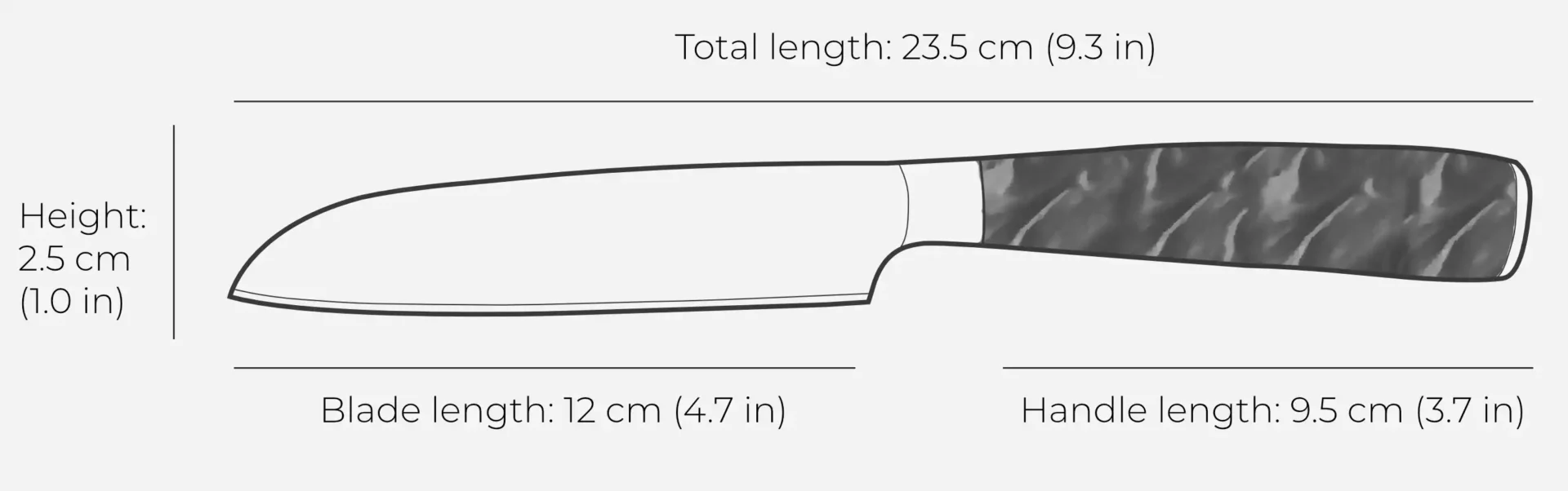 Small santoku knife essential blue dimensions